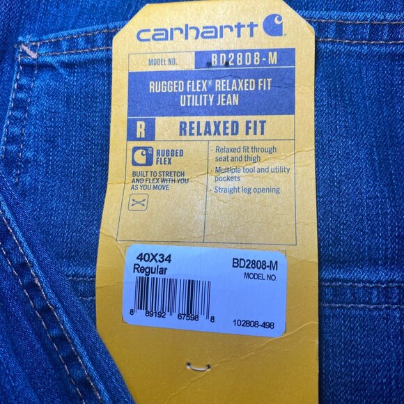 Carhartt Rugged Flex Relaxed Fit Utility Jeans 40x34 Straight Leg Blue Denim - Picture 4 of 9